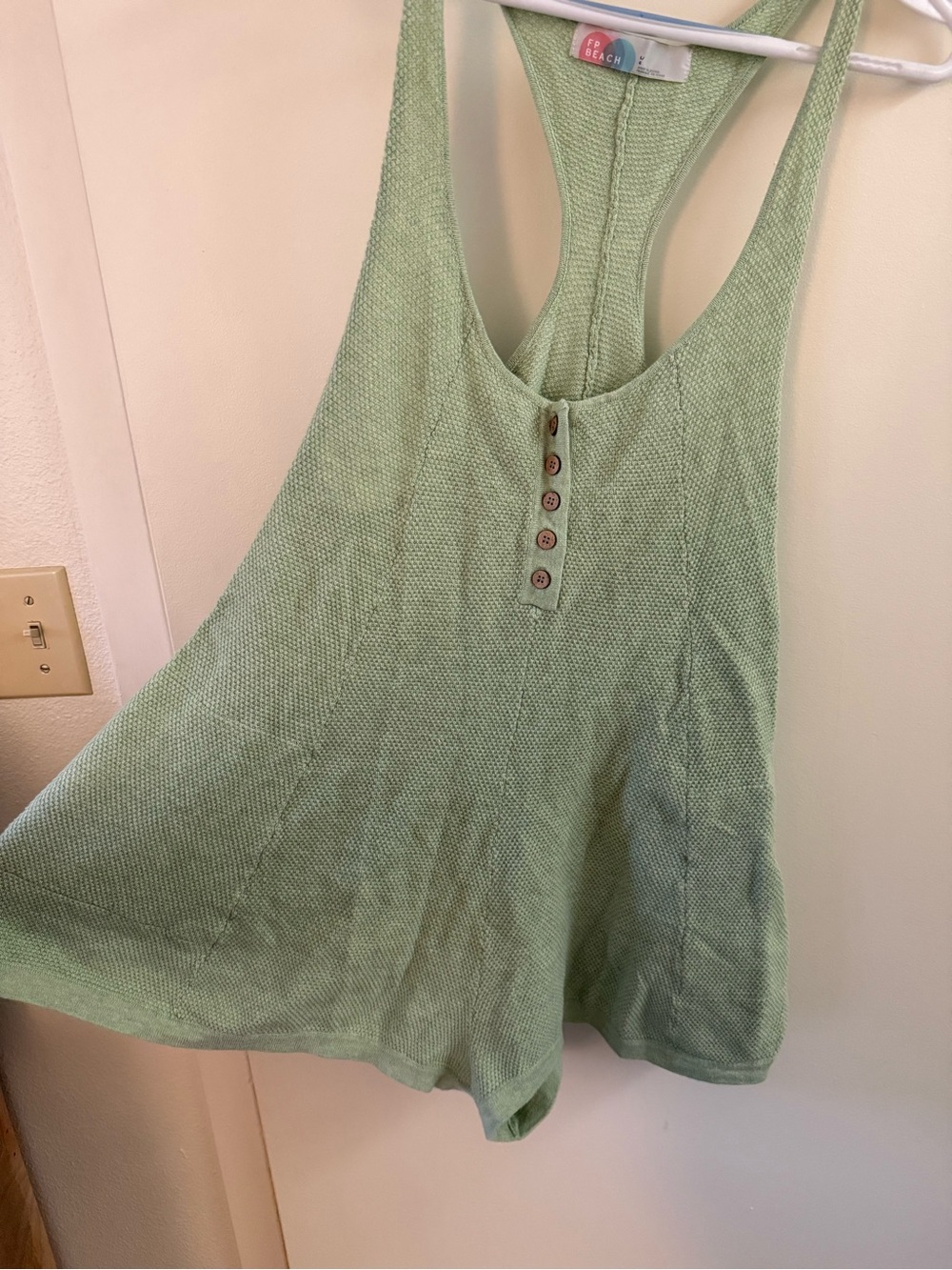 Light Green Racerback Tank Top with Button Front - Picture 4 of 4